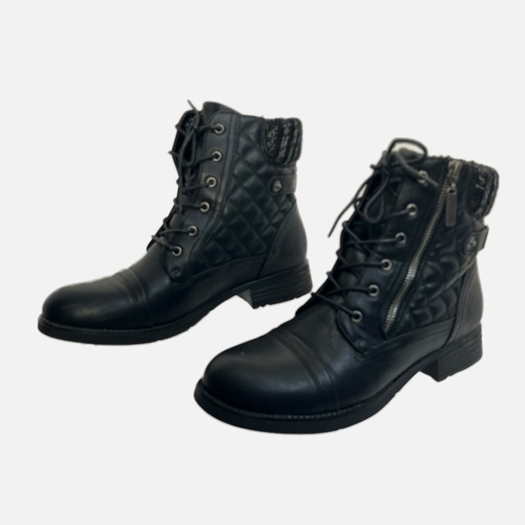 STQ ECO Friendly Black Round Toe Ankle Motorcycle Boots Womens size 11 - Picture 3 of 14